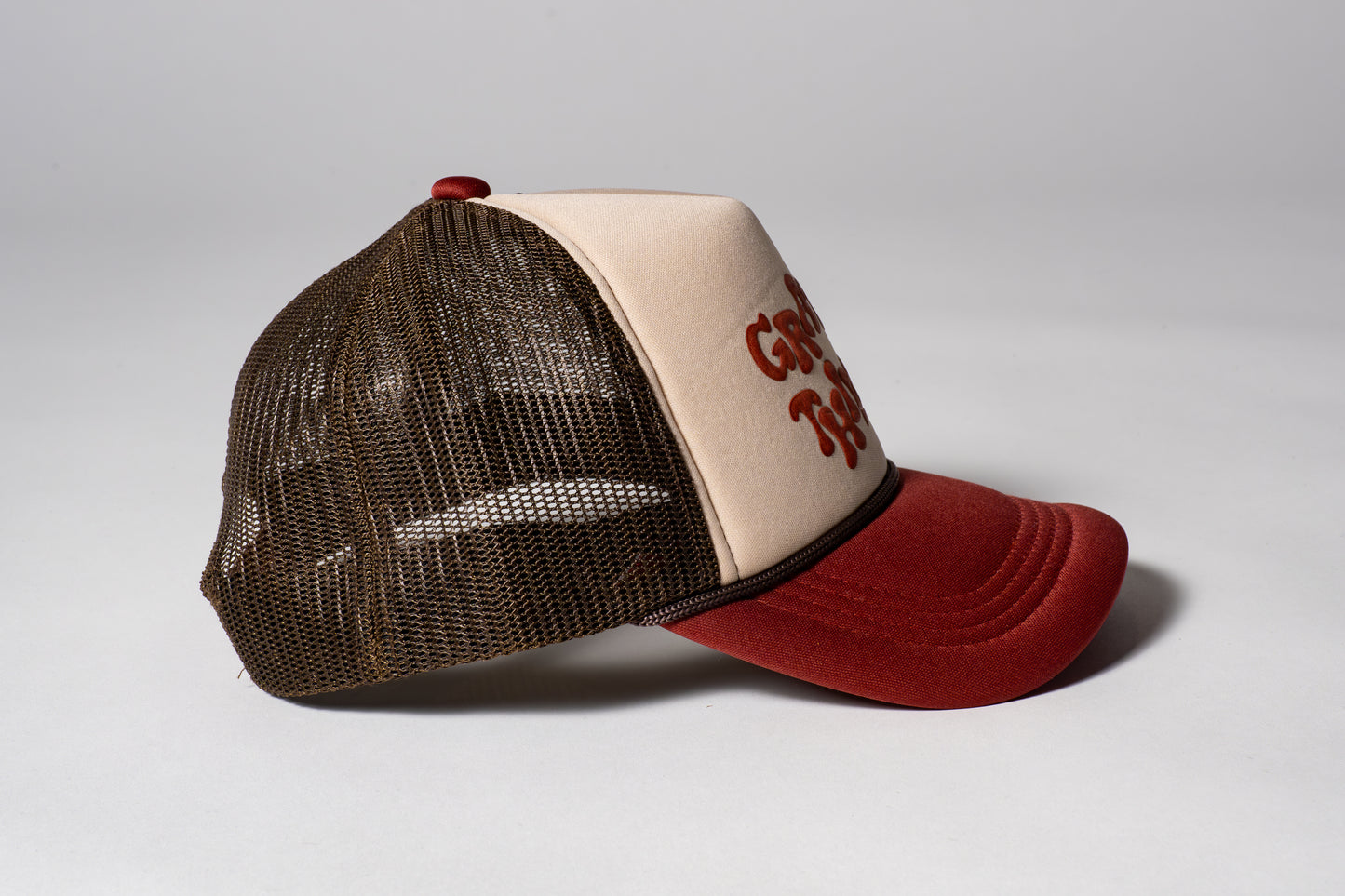 Mocha Brown Retro Logo Trucker Hat