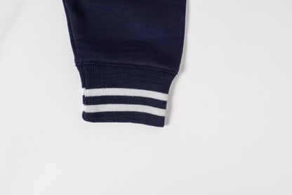 Navy Blue Varsity Crew Neck Sweatshirt