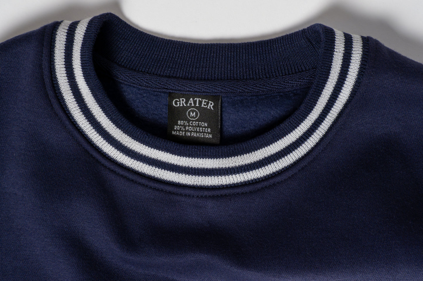 Navy Blue Varsity Crew Neck Sweatshirt