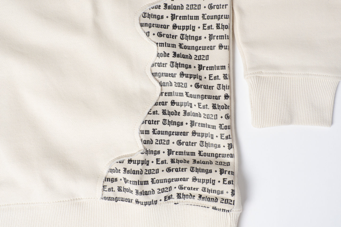 Butter Cream Newsprint Crew Neck Sweatshirt